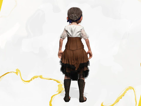 Farm Elderly Woman with Traditional Outfit 3D Model