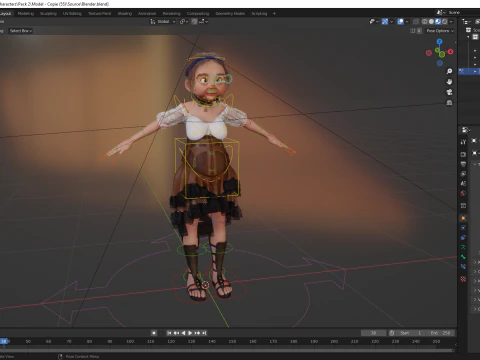 Farm Elderly Woman with Traditional Outfit 3D Model