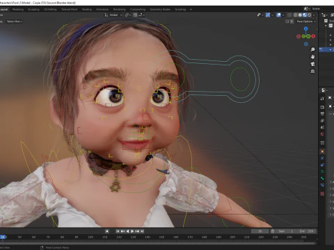 Farm Elderly Woman with Traditional Outfit 3D Model
