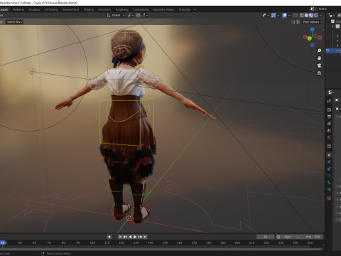 Farm Elderly Woman with Traditional Outfit 3Dモデル