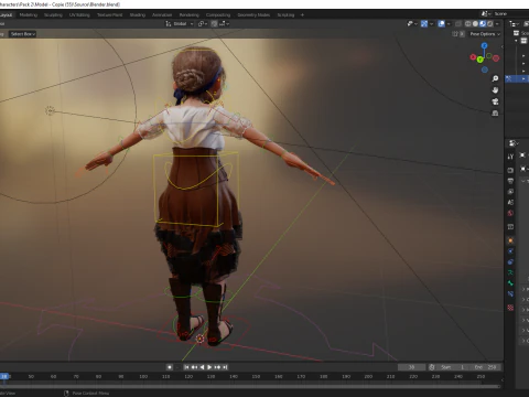 Farm Elderly Woman with Traditional Outfit 3D Model