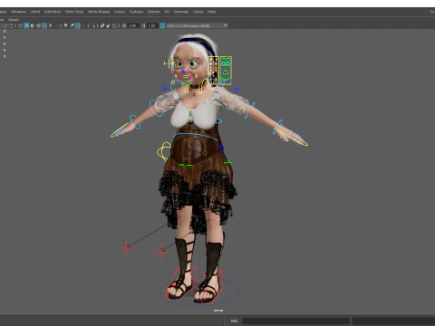 Farm Elderly Woman with Traditional Outfit 3D Model