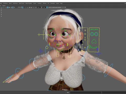 Farm Elderly Woman with Traditional Outfit 3D Model