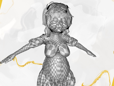 Farm Elderly Woman with Traditional Outfit 3Dモデル