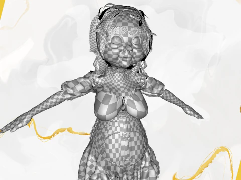 Farm Elderly Woman with Traditional Outfit 3D Model