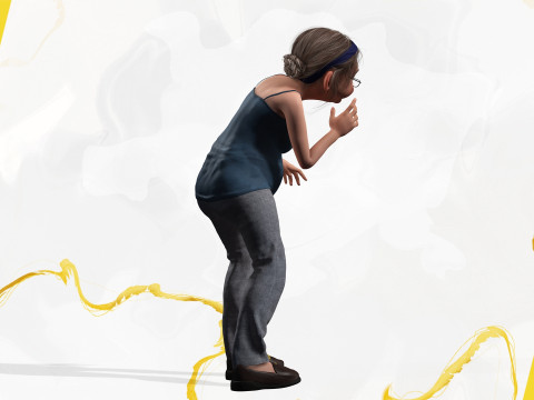 Cartoon old woman with casual clothes and glasses 3D 모델
