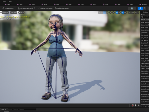 Cartoon old woman with casual clothes and glasses 3D 모델