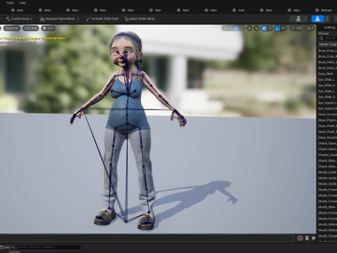 Cartoon old woman with casual clothes and glasses 3D Model