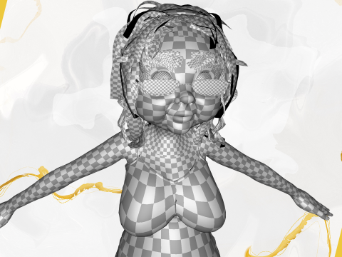 Cartoon old woman with casual clothes and glasses 3D 모델