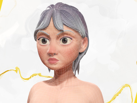 Curvy old lady character in swimsuit bikini 3Dモデル