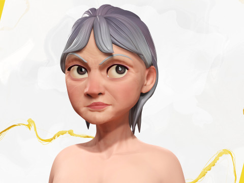 Curvy old lady character in swimsuit bikini 3Dモデル