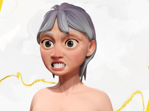 Curvy old lady character in swimsuit bikini 3Dモデル