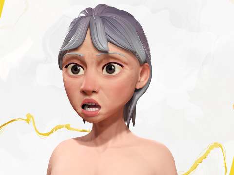Curvy old lady character in swimsuit bikini 3Dモデル