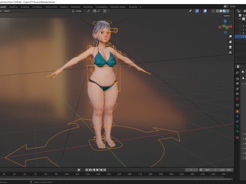 Curvy old lady character in swimsuit bikini 3Dモデル