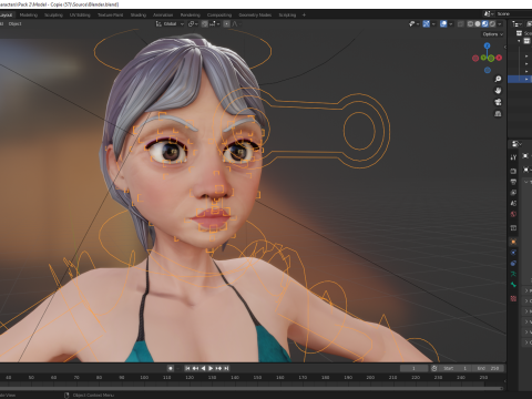 Curvy old lady character in swimsuit bikini 3Dモデル