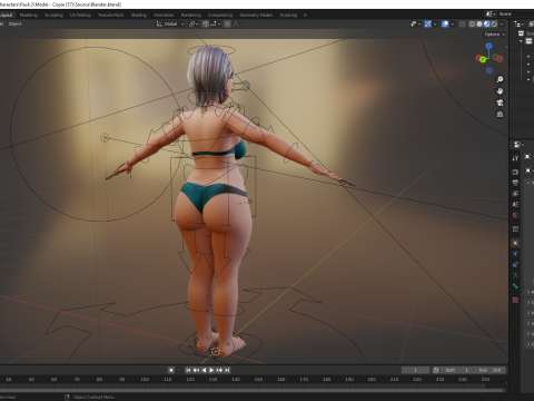 Curvy old lady character in swimsuit bikini 3Dモデル