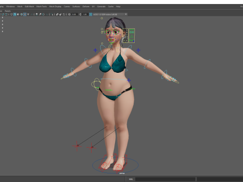 Curvy old lady character in swimsuit bikini 3Dモデル