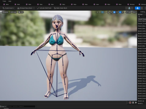Curvy old lady character in swimsuit bikini 3D Model