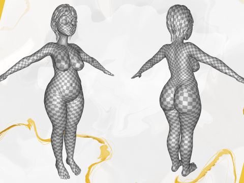 Curvy old lady character in swimsuit bikini 3Dモデル