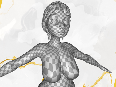 Curvy old lady character in swimsuit bikini 3Dモデル
