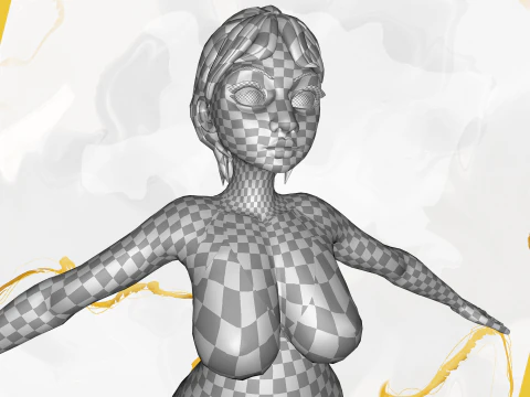 Curvy old lady character in swimsuit bikini 3D Model