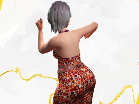 Stylized Elderly Woman in Retro Outfit 3D-Modell
