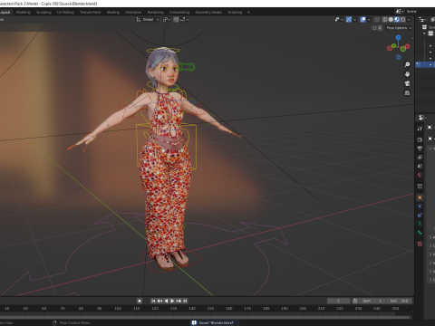 Stylized Elderly Woman in Retro Outfit 3D-Modell
