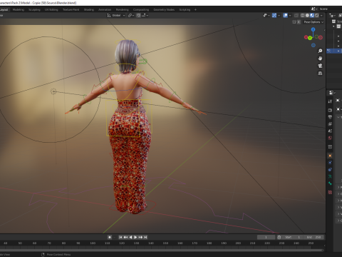 Stylized Elderly Woman in Retro Outfit 3D-Modell