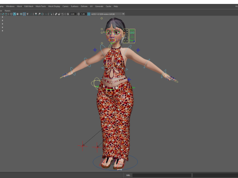 Stylized Elderly Woman in Retro Outfit 3D-Modell