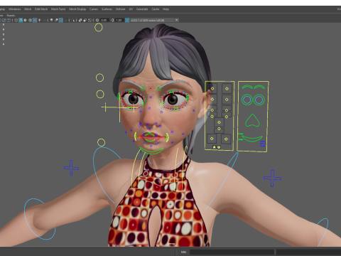 Stylized Elderly Woman in Retro Outfit 3D-Modell