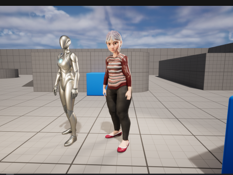 Stylized Elderly Woman in Retro Outfit 3D-Modell