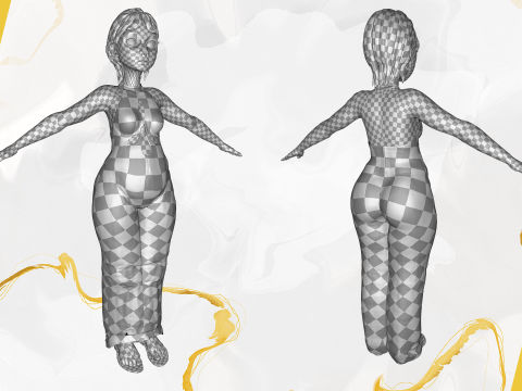 Stylized Elderly Woman in Retro Outfit 3D-Modell
