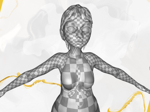 Stylized Elderly Woman in Retro Outfit 3D-Modell