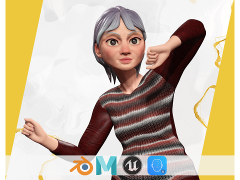 Animated mother character in winter casual outfit 3D Model