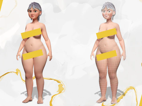 Animated mother character in winter casual outfit 3D Model
