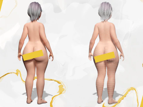Animated mother character in winter casual outfit 3D Model
