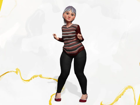 Animated mother character in winter casual outfit 3D Model