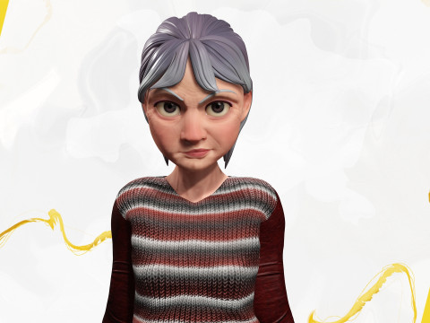 Animated mother character in winter casual outfit 3Dモデル