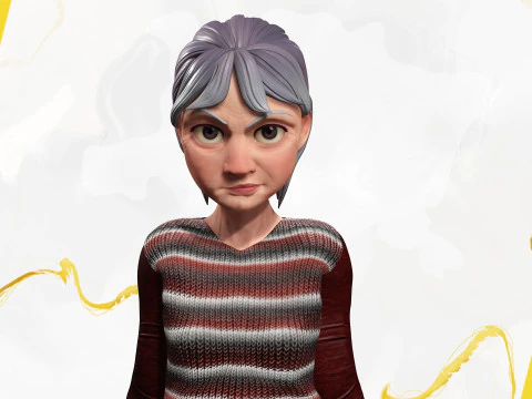 Animated mother character in winter casual outfit 3D Model