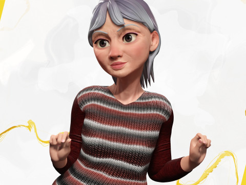 Animated mother character in winter casual outfit 3Dモデル
