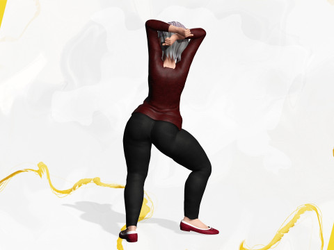 Animated mother character in winter casual outfit 3Dモデル