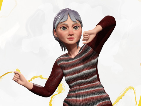 Animated mother character in winter casual outfit 3Dモデル