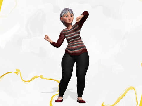 Animated mother character in winter casual outfit 3Dモデル