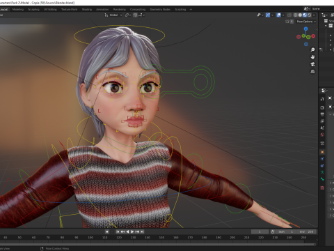 Animated mother character in winter casual outfit 3Dモデル