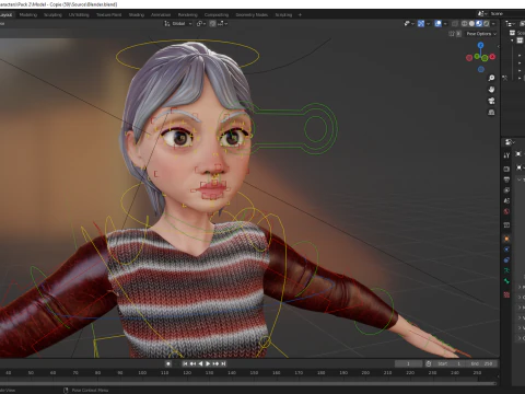 Animated mother character in winter casual outfit 3D Model