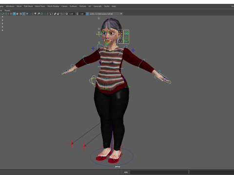Animated mother character in winter casual outfit 3Dモデル