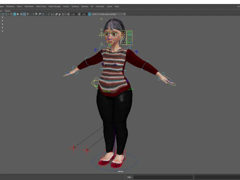 Animated mother character in winter casual outfit 3D Model