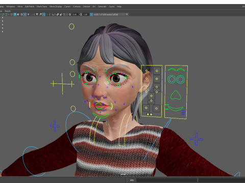 Animated mother character in winter casual outfit 3Dモデル
