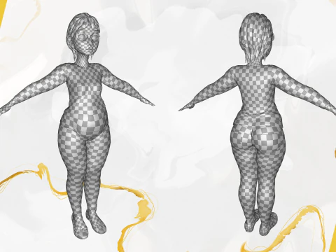 Animated mother character in winter casual outfit 3D Model