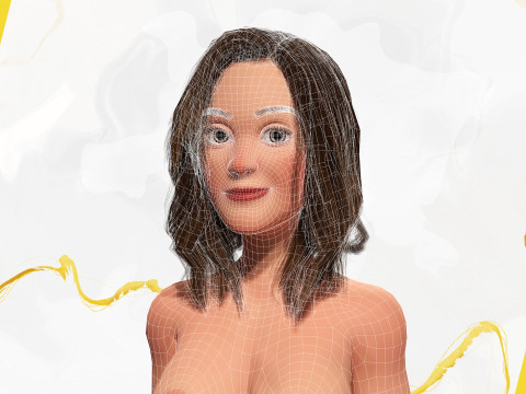 Stylized Cartoon Woman in Swimsuit 3D Model